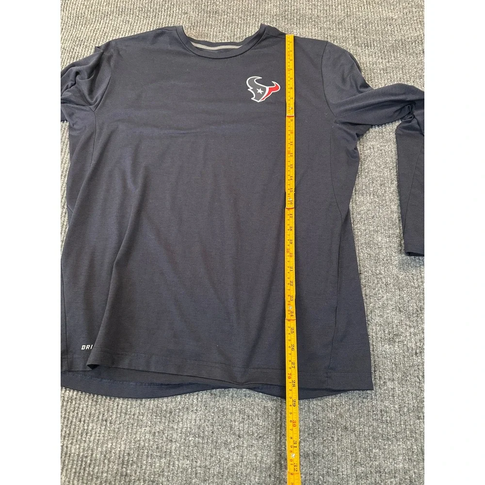Nike NFL Onfield Apparel Houston Texans Shirt XL Navy Blue Dri-Fit Long Sleeve